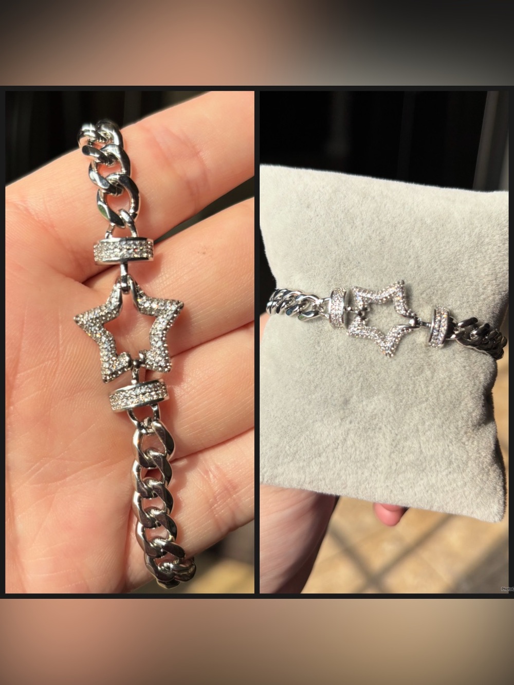 Silver Star Link Bracelet with Pavé Accents